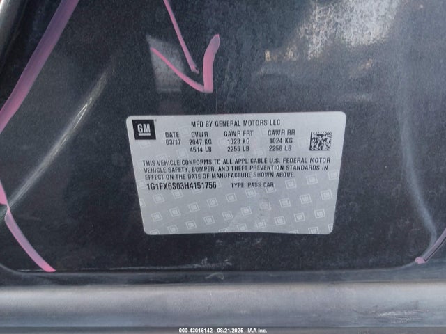 1G1FX6S03H4151756 Chevrolet BOLT EV