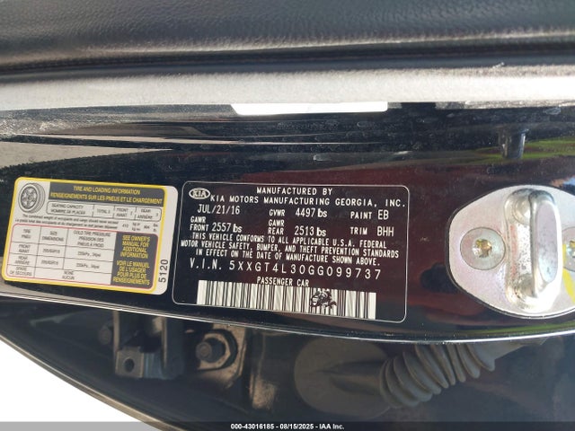 Продажа на аукционе авто 2016 Kia Optima Lx, vin: 5XXGT4L30GG099737, номер лота: 43016185