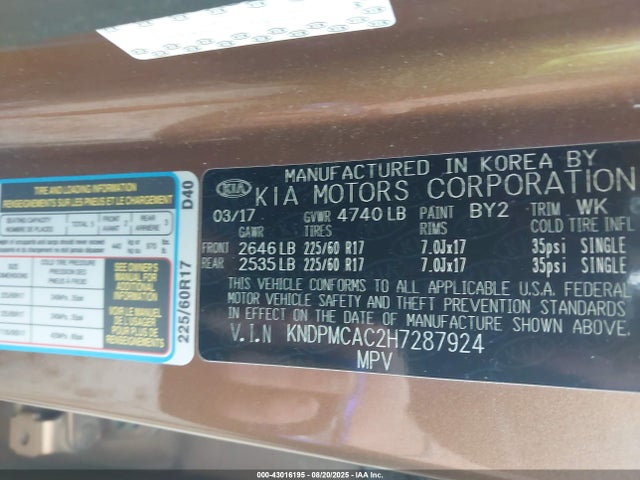KNDPMCAC2H7287924 KIA gdi theta ii
