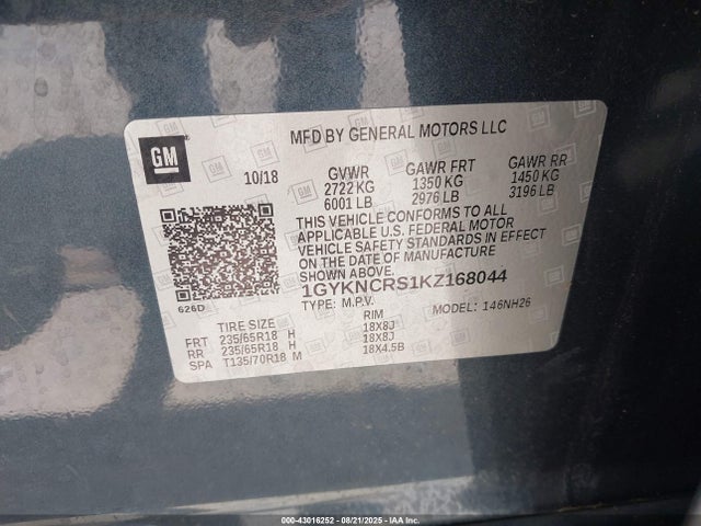 2019 CADILLAC XT5 1GYKNCRS1KZ168044 Photo 8