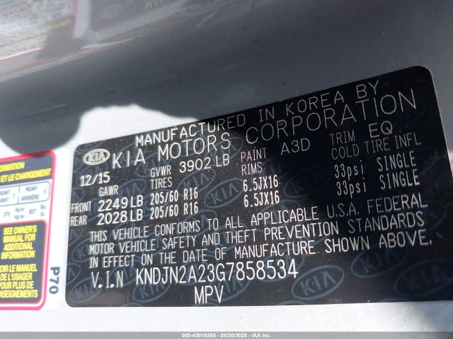 KNDJN2A23G7858534 KIA gdi gamma