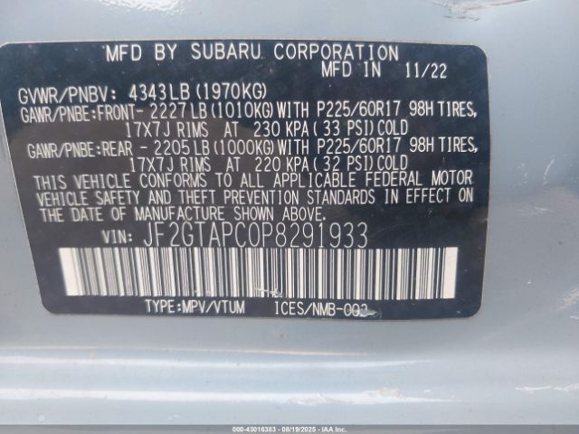 2023 SUBARU CROSSTREK JF2GTAPC0P8291933 Photo 8