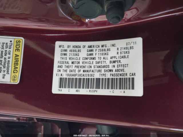 2012 ACURA TL 19UUA8F5XCA009062 Photo 8