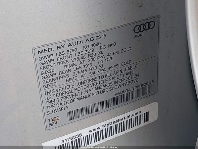 2015 AUDI Q7 WA1LGAFE7FD020176 Photo 8
