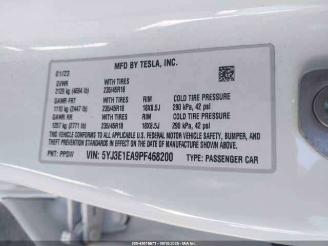 2023 TESLA MODEL 3 5YJ3E1EA9PF468200 Photo 8