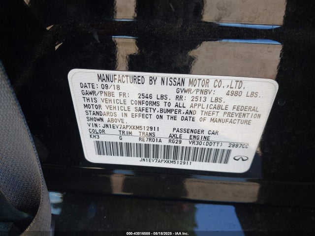 JN1EV7APXKM512911 Infiniti 2019