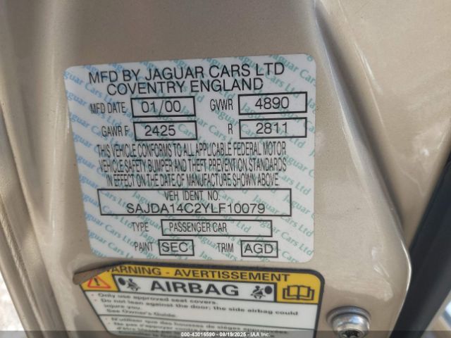 2000 JAGUAR XJ8 SAJDA14C2YLF10079 Photo 8
