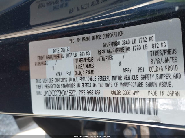 Mazda pe 2019 JM1DKDC73K0415201 Image 9