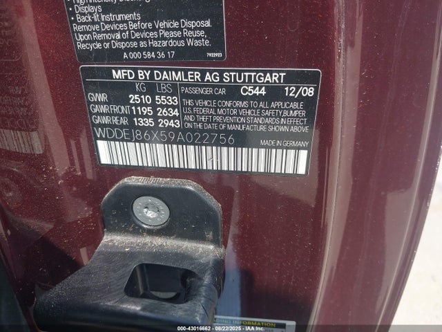 Продаж на аукціоні авто 2009 Mercedes-benz Cl 550 4matic, vin: WDDEJ86X59A022756, номер лоту: 43016662