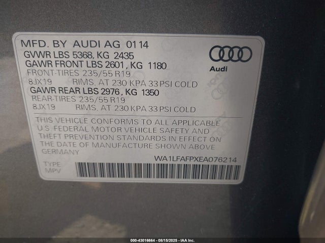 2014 AUDI Q5 WA1LFAFPXEA076214 Photo 8