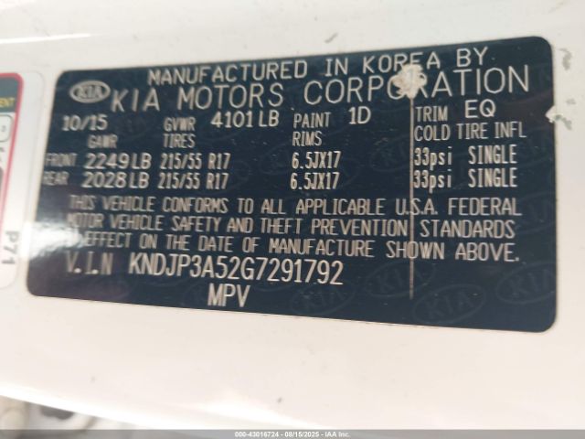 2016 KIA SOUL KNDJP3A52G7291792 Photo 8