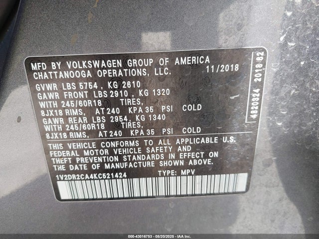 Volkswagen fsi 2019 1V2DR2CA4KC521424 Image 9