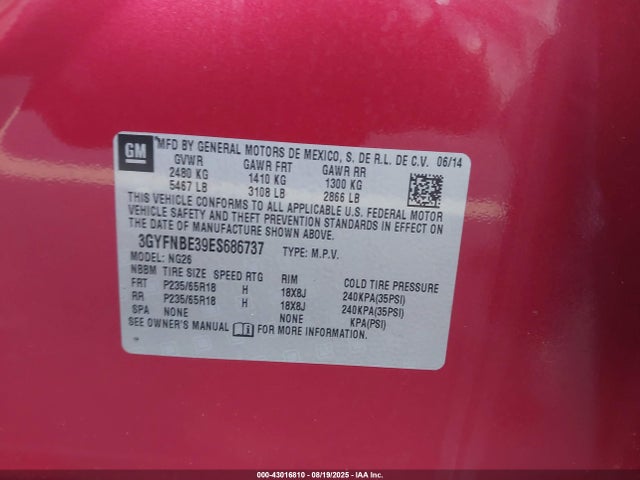 2014 CADILLAC SRX 3GYFNBE39ES686737 Photo 8