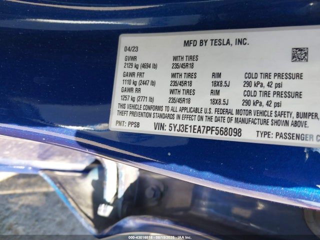 2023 TESLA MODEL 3 5YJ3E1EA7PF568098 Photo 8