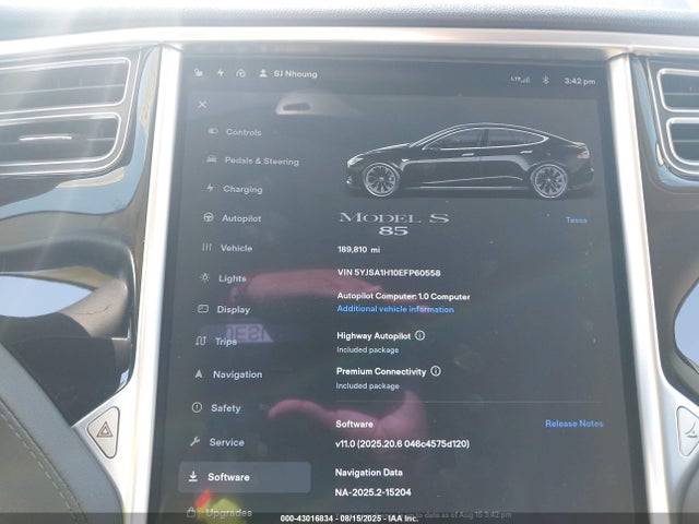2014 TESLA MODEL S 5YJSA1H10EFP60558 Photo 6