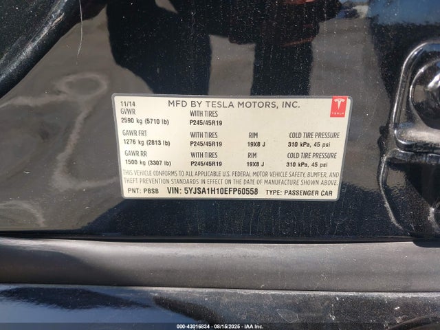 2014 TESLA MODEL S 5YJSA1H10EFP60558 Photo 8