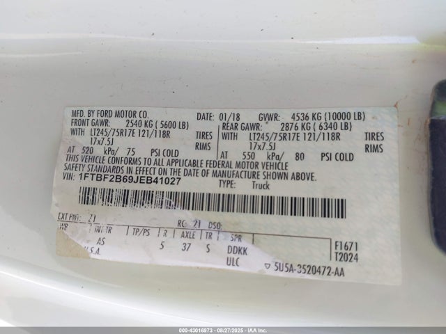 Ford 2018 2018 1FTBF2B69JEB41027 Image 4