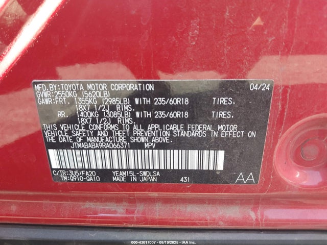 Subaru 1ym motor 2024 JTMABABA9RA066371 Image 9