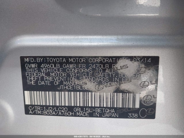Lexus 2gr-fse 2014 JTHCE1BL0E5024576 Image 9