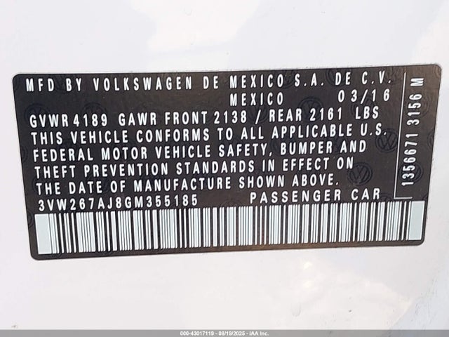 3VW267AJ8GM355185 Volkswagen 1.4t