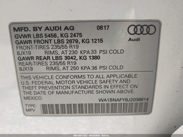 2018 AUDI Q5 WA1BNAFY8J2036614 Photo 8
