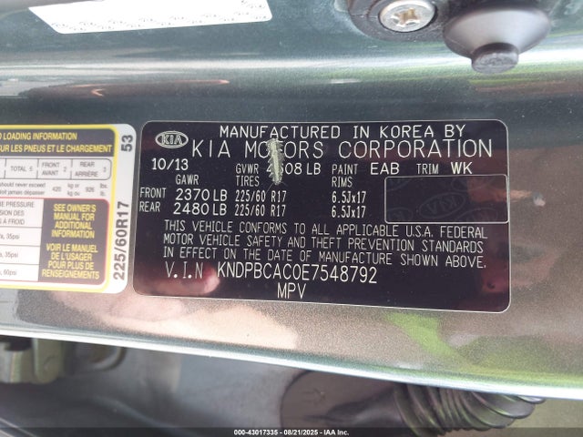 KIA dohc gdi theta ii 2014 KNDPBCAC0E7548792 Image 9