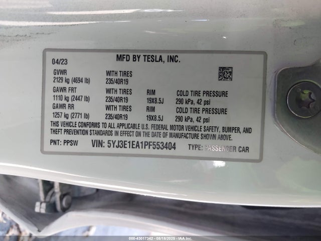 2023 TESLA MODEL 3 5YJ3E1EA1PF553404 Photo 8