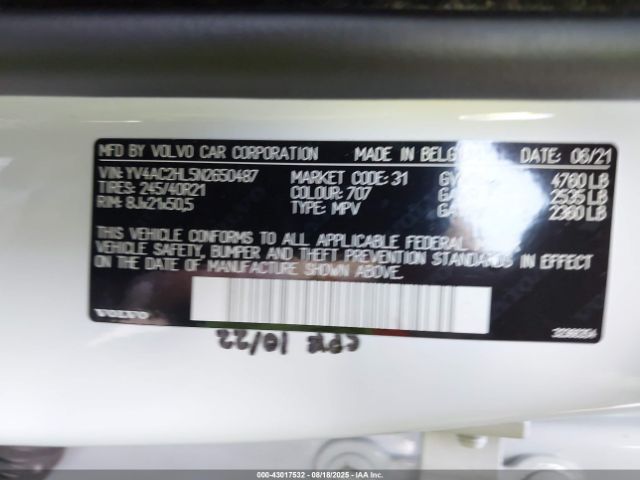 2022 VOLVO XC40 YV4AC2HL5N2650487 Photo 8