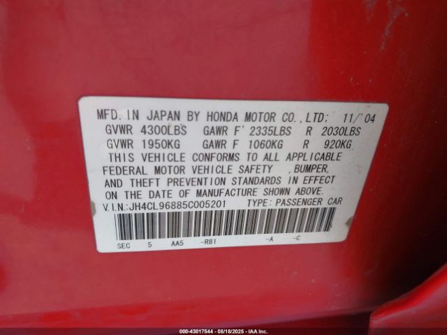 2005 ACURA TSX JH4CL96885C005201 Photo 8