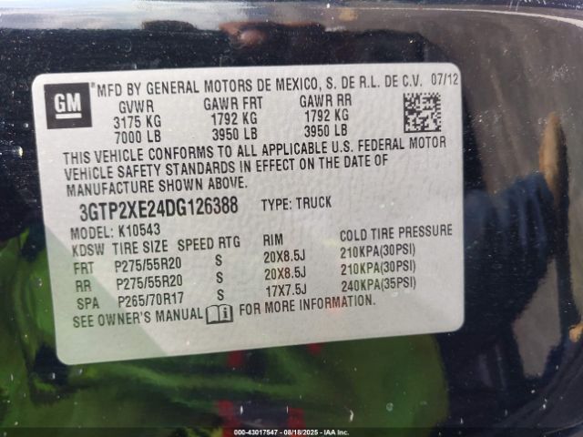 2013 GMC SIERRA 1500 3GTP2XE24DG126388 Photo 8