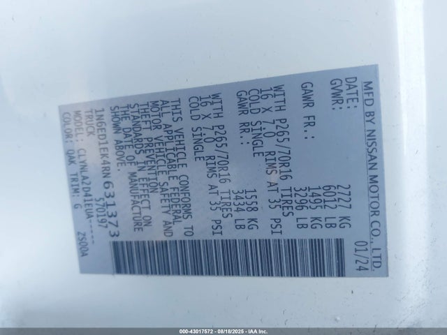 Nissan Frontier 2024 1N6ED1EK4RN631373 Image 9