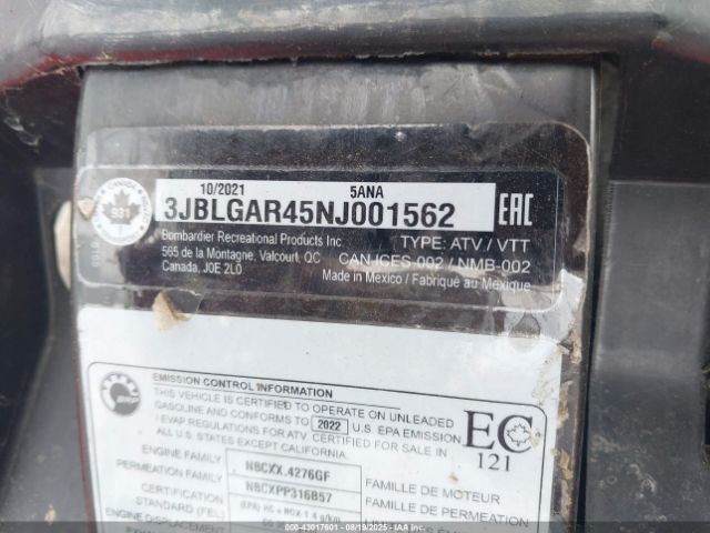 2022 CAN-AM OUTLANDER 3JBLGAR45NJ001562 Photo 9