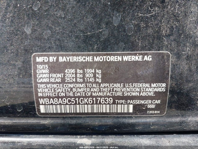 WBA8A9C51GK617639 BMW 320i