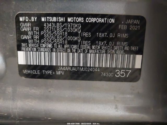 2021 MITSUBISHI OUTLANDER SPORT JA4ARUAU1MU024044 Photo 8