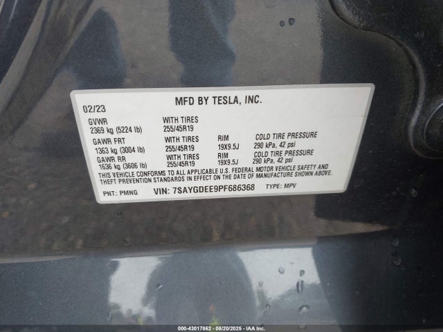Tesla Model Y 2023 7SAYGDEE9PF686368 Image 9
