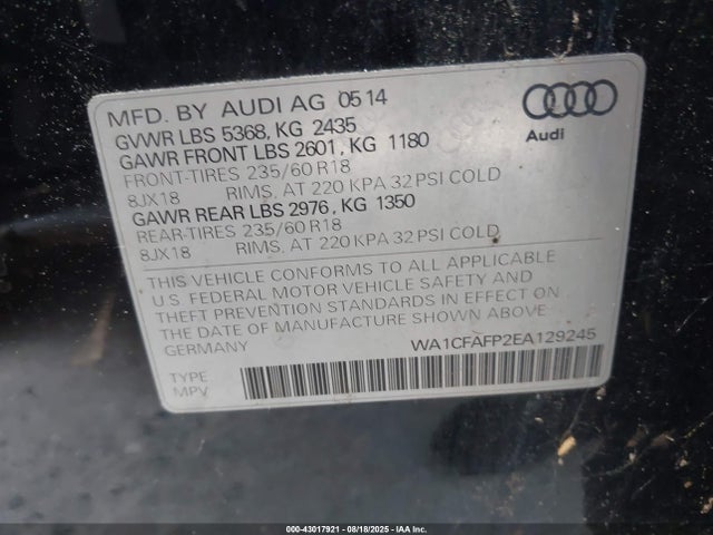 2014 AUDI Q5 WA1CFAFP2EA129245 Photo 8