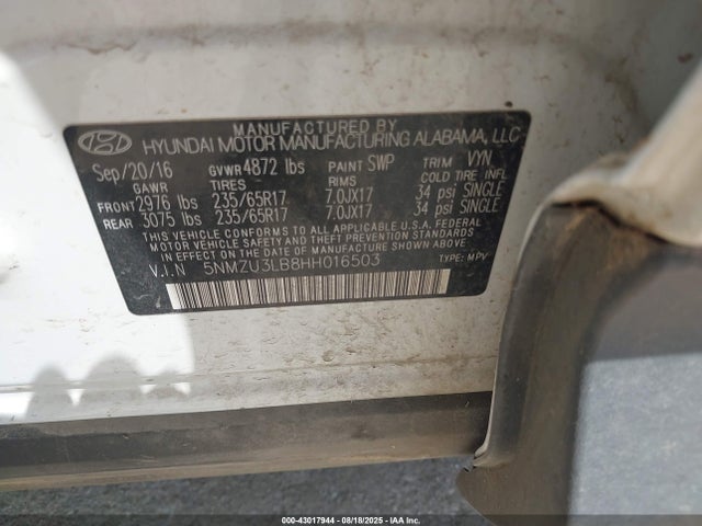 Hyundai gdi theta ii 2017 5NMZU3LB8HH016503 Image 9