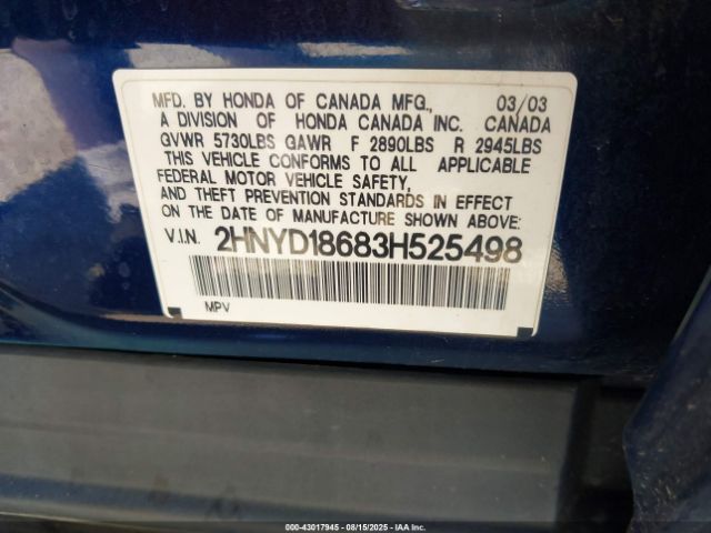 2003 ACURA MDX 2HNYD18683H525498 Photo 8