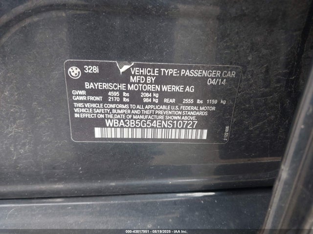 WBA3B5G54ENS10727 BMW 328I