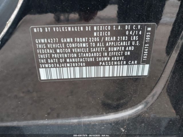 2014 VOLKSWAGEN JETTA 3VWD07AJ4EM289760 Photo 8