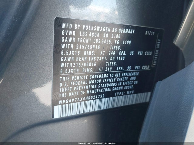 Volkswagen 2.0 tsi 2017 WVGAV7AX4HK024792 Image 9