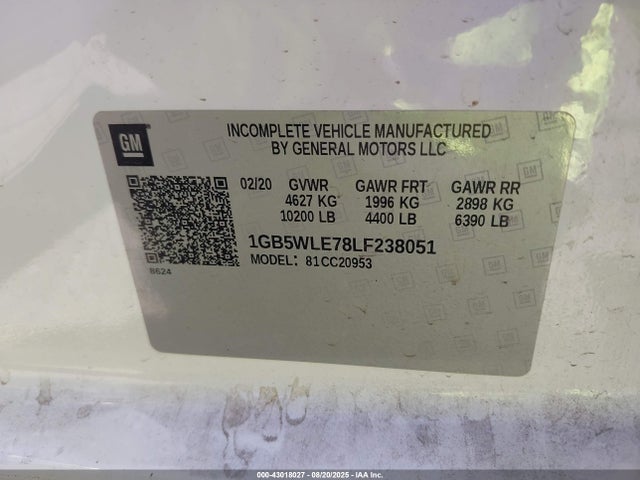 1GB5WLE78LF238051 Chevrolet l8t - sidi, vvt, cast iron