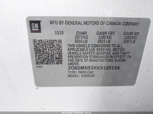 2019 CADILLAC XTS 2G61M5S3XK9120154 Photo 8