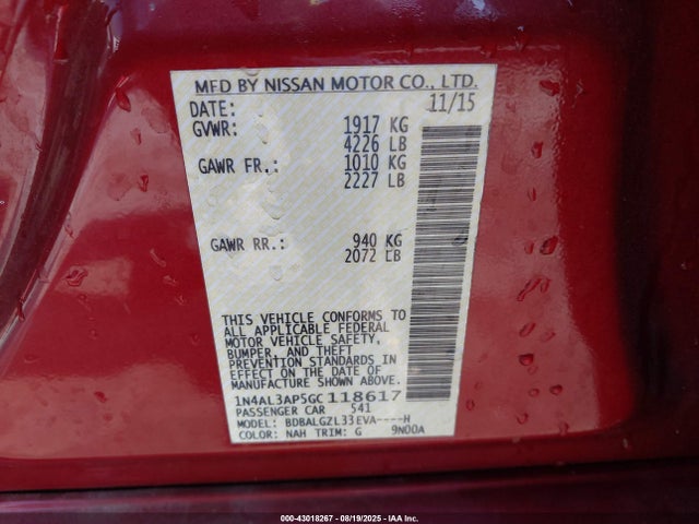 1N4AL3AP5GC118617 Nissan Altima