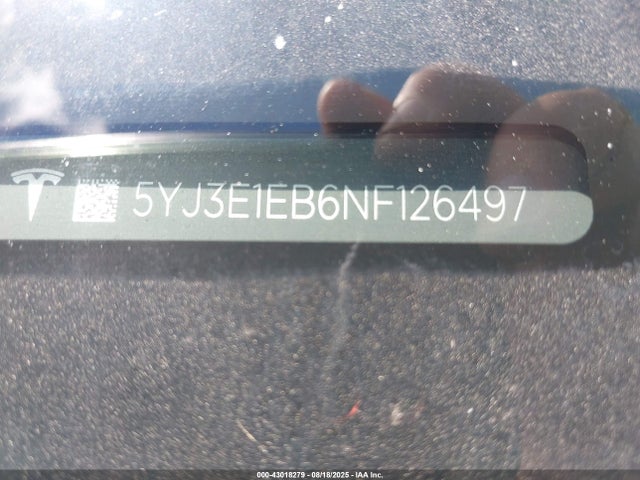 2022 TESLA MODEL 3 5YJ3E1EB6NF126497 Photo 8