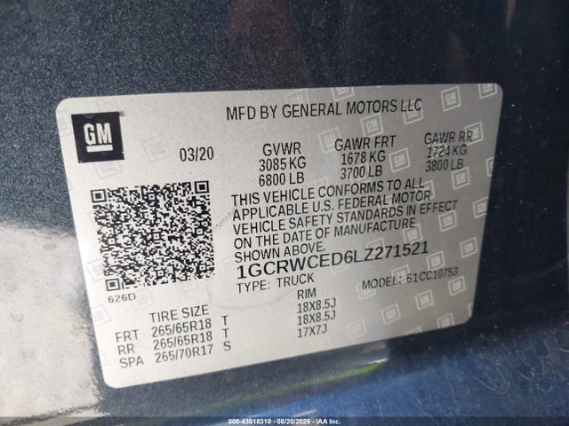 1GCRWCED6LZ271521 Chevrolet l84 - di, dfm, alum, gen 5, var 2
