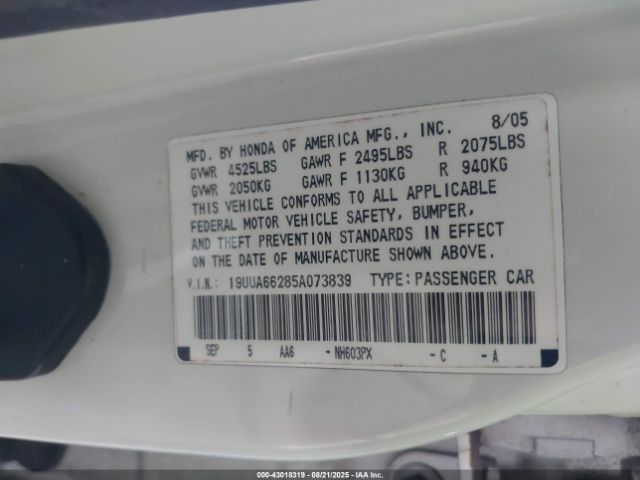 2005 ACURA TL 19UUA66285A073839 Photo 8