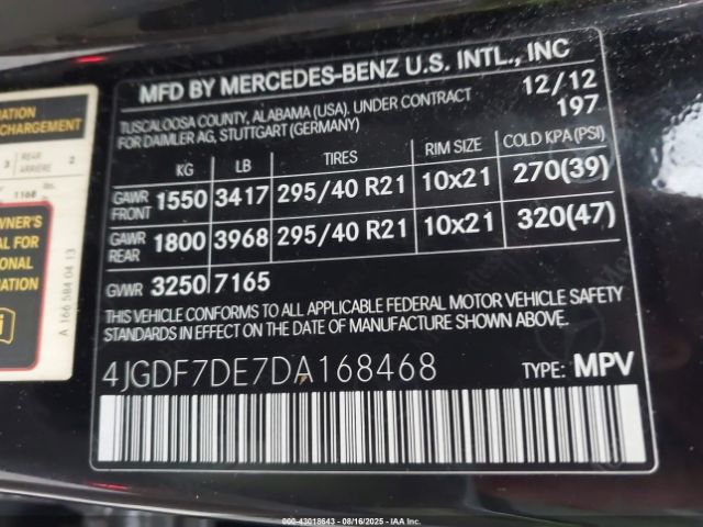 2013 MERCEDES-BENZ GL 550 4JGDF7DE7DA168468 Photo 8