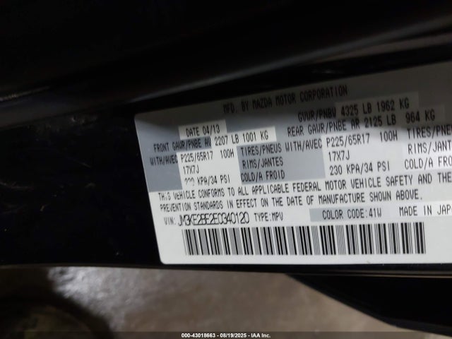 Mazda pe 2014 JM3KE2BE2E0340120 Image 9