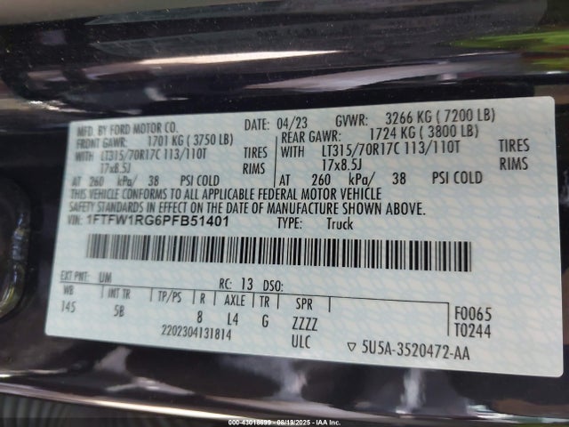 Ford gtdi 2023 1FTFW1RG6PFB51401 Image 9